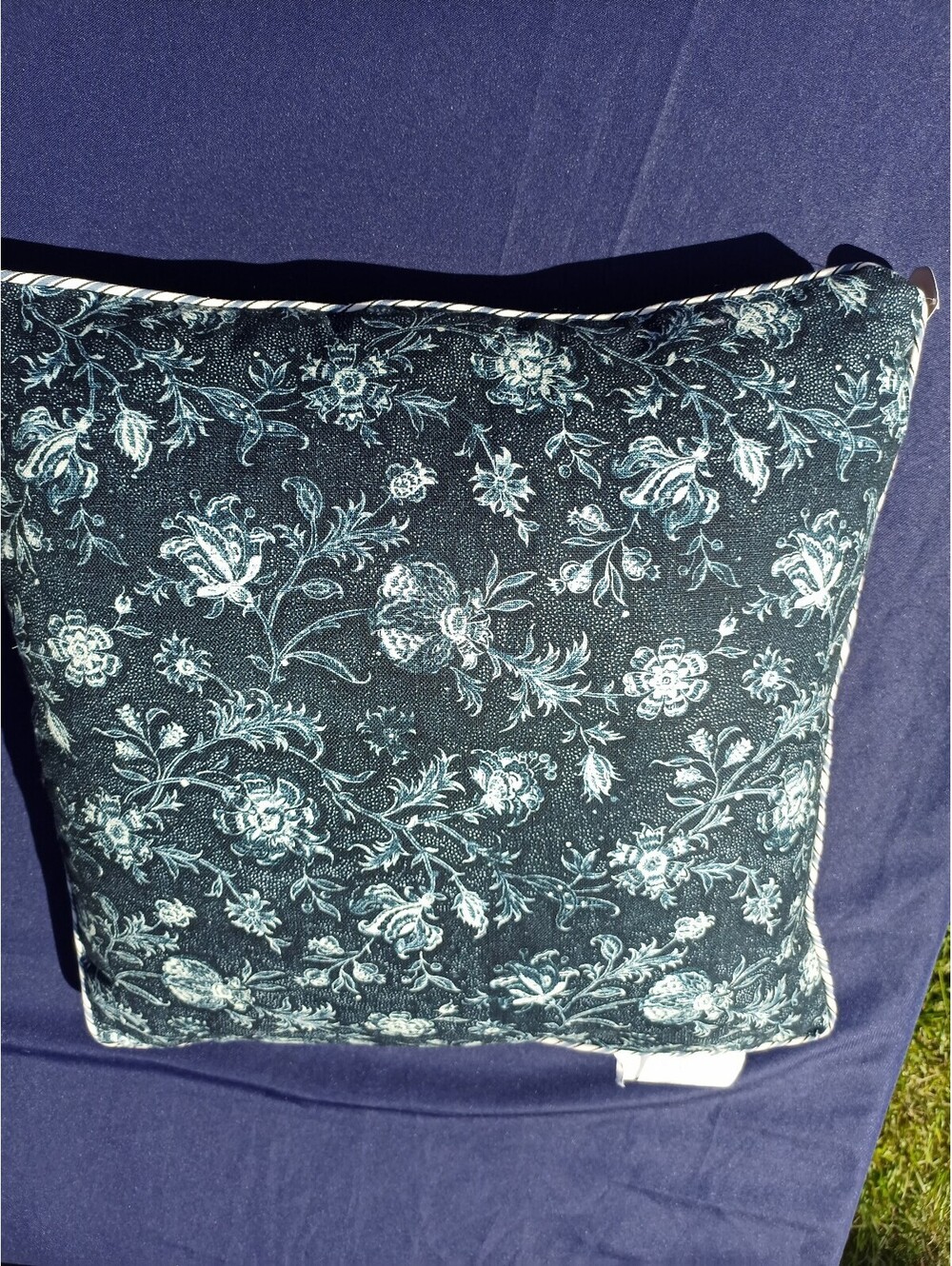 Blue Floral Throw Pillow 18"